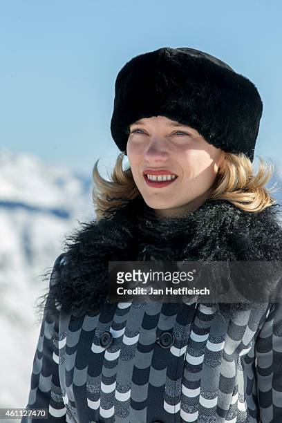 Lea Seydoux poses at the photo call for the 24th Bond film 'Spectre' at ski resort on January 7, 2015 in Soelden, Austria.