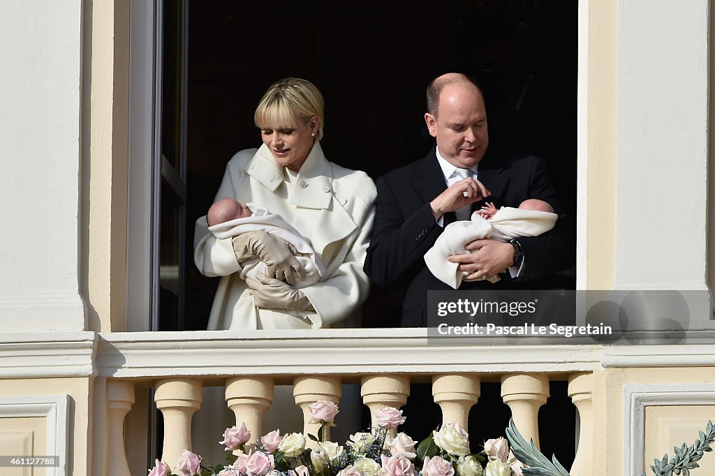 Official Presentation Of The Monaco Twins : Princess Gabriella of Monaco  And Prince Jacques of Monaco At The Palace Balcony