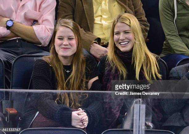 Annmarie Nitti and guest attend the Columbus Blue Jackets vs New York Rangers game at Madison Square Garden on January 6, 2014 in New York City.