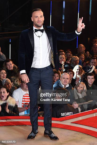 Calum Best enters the Celebrity Big Brother house at Elstree Studios on January 7, 2015 in Borehamwood, England.