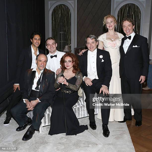 Maulik Pancholy, F. Murray Abraham, Micah Stock, Stockard Channing, Matthew Broderick, Katie Finneran and Martin Short backstage after a performance...