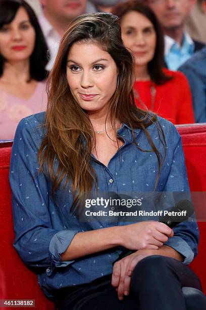 Singer Fanny Leeb, daughter of Michel Leeb, presents her album 'Arrow' during the 'Vivement Dimanche' French TV Show at Pavillon Gabriel on January...