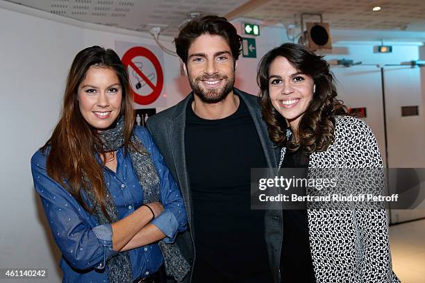 Children of main guest of the show Michel Leeb : Fanny Leeb, Tom Leeb and Elsa Leeb attend the Michel Leeb's 'Vivement Dimanche' French TV Show at...