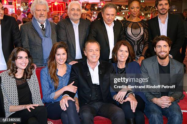 Chef Guy Savoy , Main guest of the show Michel Leeb with his children Elsa Leeb , Tom Leeb , Fanny Leeb and his wife Beatrice Leeb attend the...