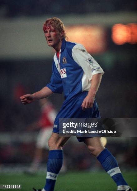 August 1994 - Premiership - Arsenal v Blackburn Rovers - Colin Hendry of Blackburn has a huge cut on his forehead.