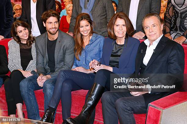 Main guest of the show Michel Leeb with his children Elsa Leeb, Tom Leeb, Fanny Leeb and his wife Beatrice Leeb attend the 'Vivement Dimanche' French...