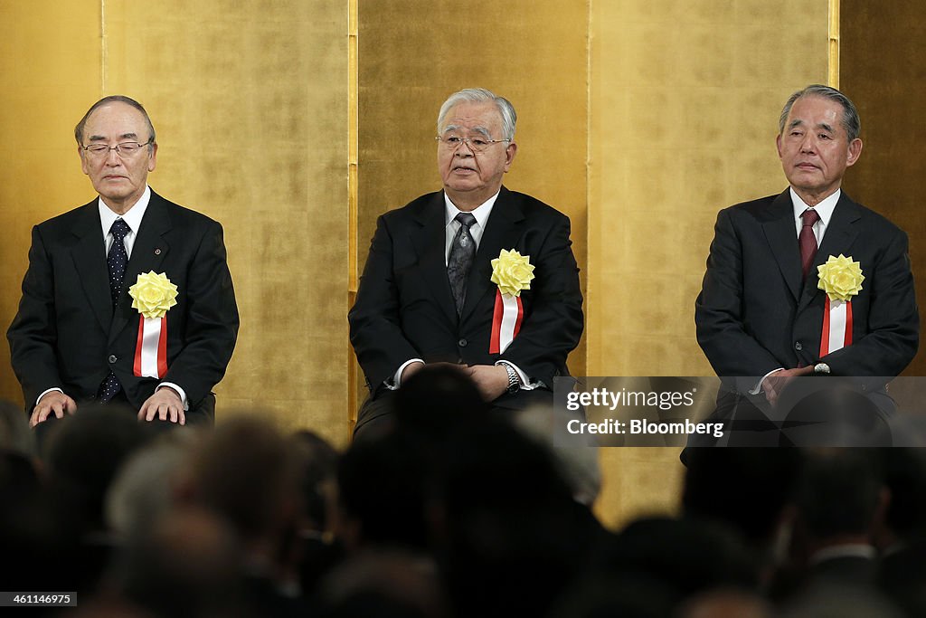 Japan Prime Minister Shinzo Abe Speaks At New Year Party Hosted By Business Lobbies