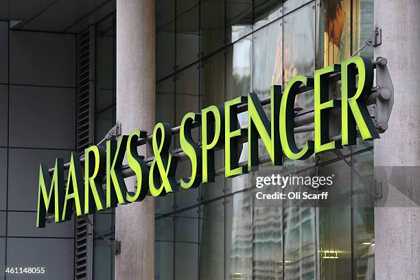 The sign for a branch of Marks & Spencer on January 7, 2014 in London, England. The food and clothing retailer, which has traded for 130 years, has...