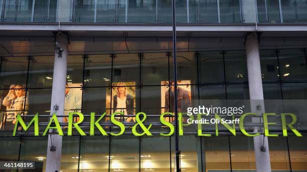 The sign for a branch of Marks & Spencer is displayed on January 7, 2014 in London, England. The food and clothing retailer, which has traded for 130...