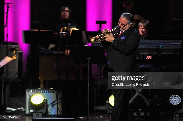 Musician Arturo Sandoval performs onstage at The Lincoln Awards: A Concert For Veterans & The Military Family presented by The Friars Foundation at...