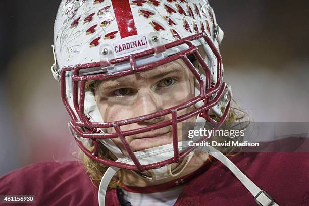 Fullback Ryan Hewitt of the Stanford Cardinal waits on the sidelines during a PAC-12 NCAA football game against the California Golden Bears played on...