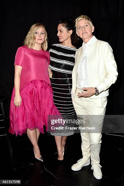 Actresses Kristen Bell, Olivia Munn and TV personality Ellen DeGeneres attend The 41st Annual People's Choice Awards at Nokia Theatre LA Live on...