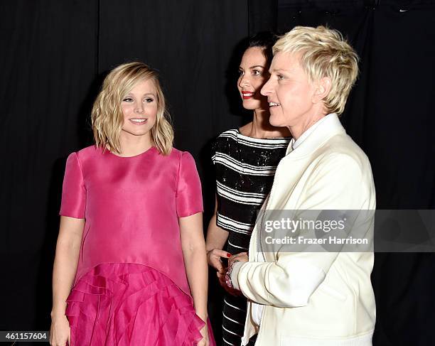 Actresses Kristen Bell, Olivia Munn and TV personality Ellen DeGeneres attend The 41st Annual People's Choice Awards at Nokia Theatre LA Live on...