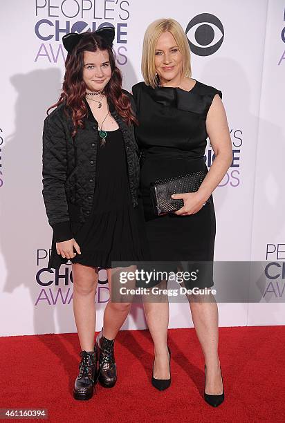 Actress Patricia Arquette and daughter Harlow Olivia Calliope Jane arrive at The 41st Annual People's Choice Awards at Nokia Theatre LA Live on...