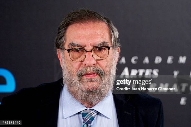 President of Spanish Cinema Academy Enrique Gonzalez Macho attends the Goya Film Awards 2014 Candidates press conference on January 7, 2014 in...