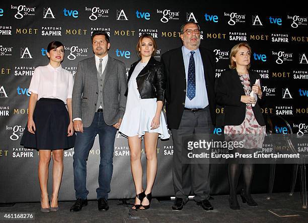 Actress Marian Alvarez, director Kike Maillo, actress Blanca Suarez and president of Spanish Cinema Academy Enrique Gonzalez Macho attend the Goya...