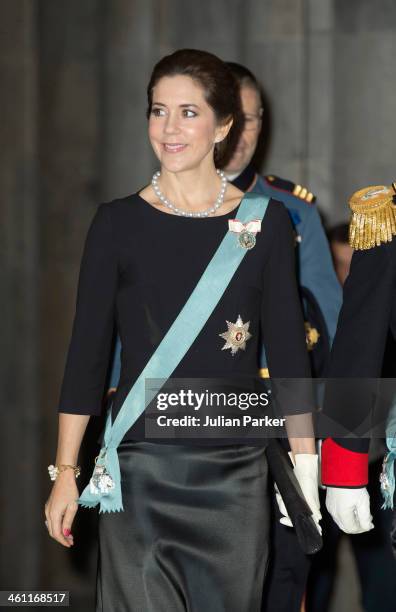 Crown Princess Mary of Denmark attends a New Year's Levee held by Queen Margrethe of Denmark for officers from the Defence and Danish Emergency...