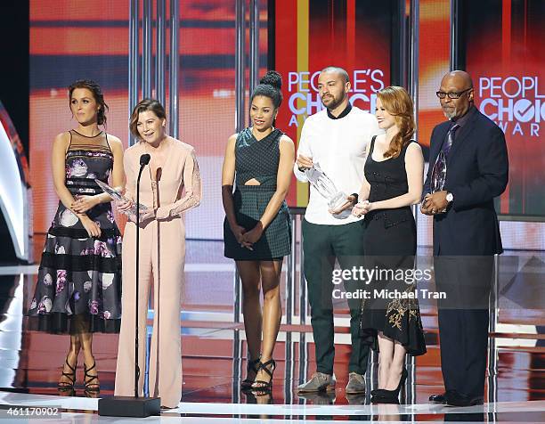 Camilla Luddington, Ellen Pompeo, Kelly McCreary, Jesse Williams, Sarah Drew and James Pickens Jr. Speak onstage during The 41st Annual People's...