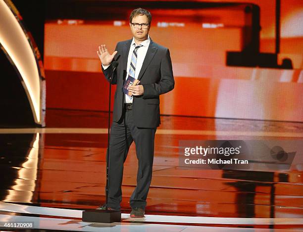 Rainn Wilson speaks onstage during The 41st Annual People's Choice Awards held at Nokia Theatre L.A. Live on January 7, 2015 in Los Angeles,...