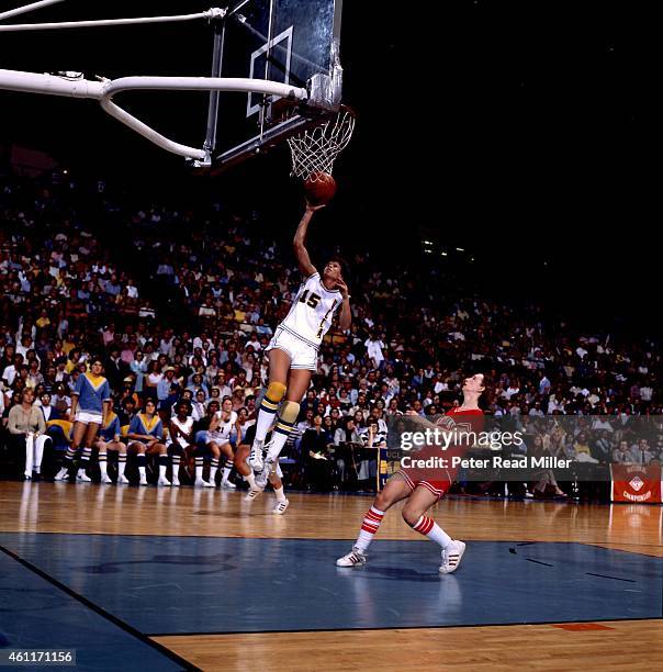 Tournament: UCLA Ann Meyers in action, layup vs Montclair State during Women's National Semifinals at Pauley Pavilion. Los Angeles, CA 3/23/1978...