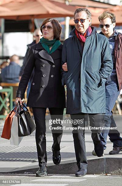 Jorge Valdano and his wife Martha Saenz de Ugarte are seen on January 2, 2015 in Madrid, Spain.