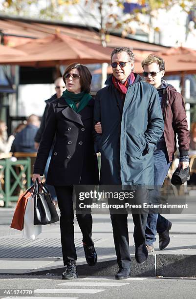 Jorge Valdano and his wife Martha Saenz de Ugarte are seen on January 2, 2015 in Madrid, Spain.