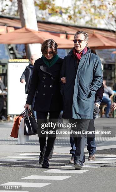 Jorge Valdano and his wife Martha Saenz de Ugarte are seen on January 2, 2015 in Madrid, Spain.