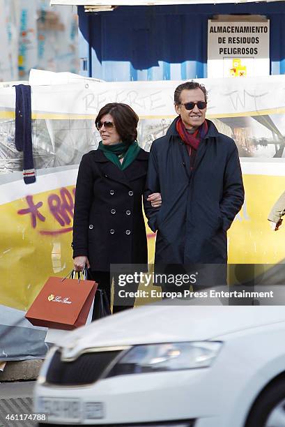 Jorge Valdano and his wife Martha Saenz de Ugarte are seen on January 2, 2015 in Madrid, Spain.