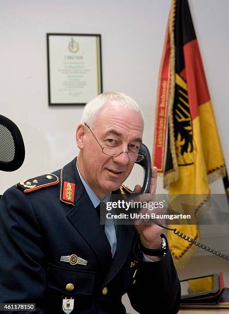 General Major Dr. Ansgar Rieks, chief of the German Military Aviation Authority, in his office in Cologne Air Force barracks, on January 08, 2015 in...