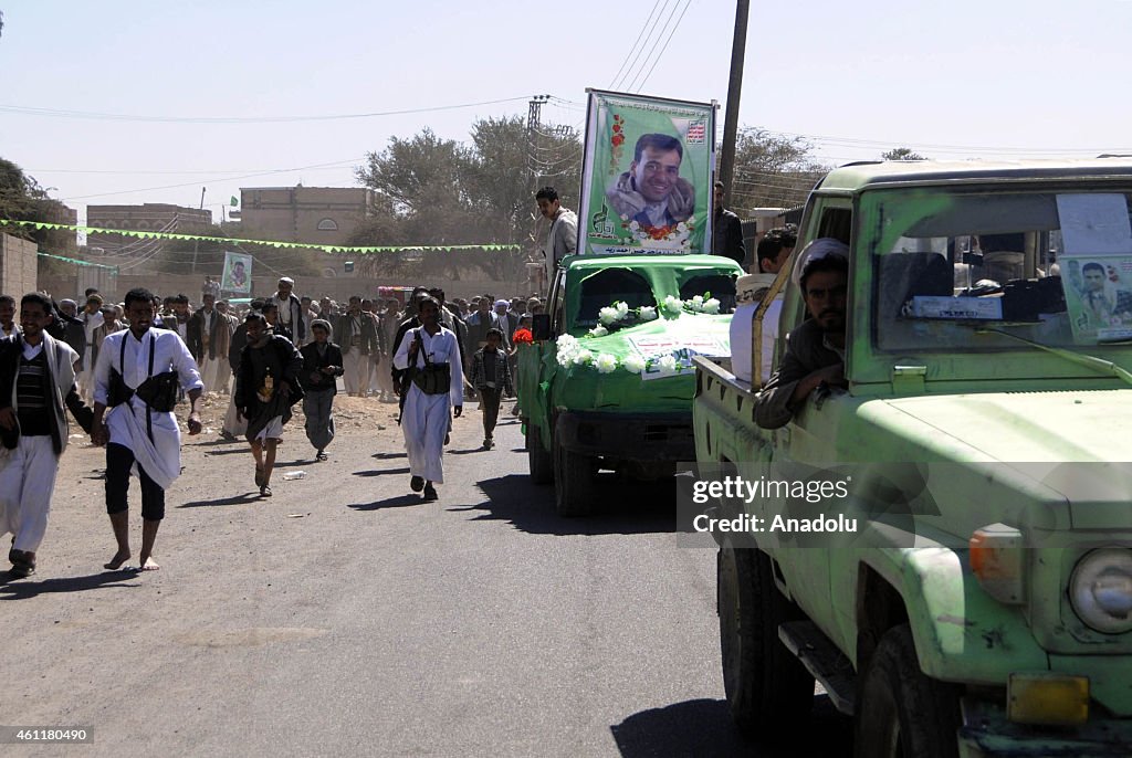 Funeral ceremony of Shiite Houthi leader killed in a bomb attack in Yemen