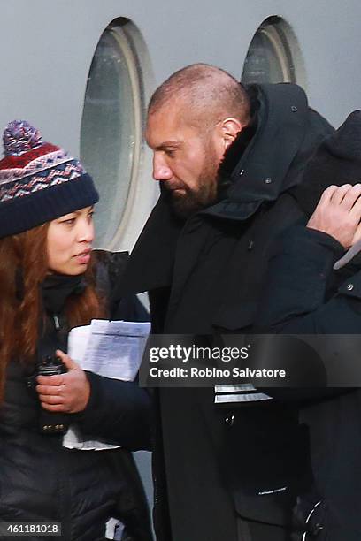 Dave Bautista is seen on location for the filming of James Bond on January 8, 2015 in Bad Aussee, Austria.