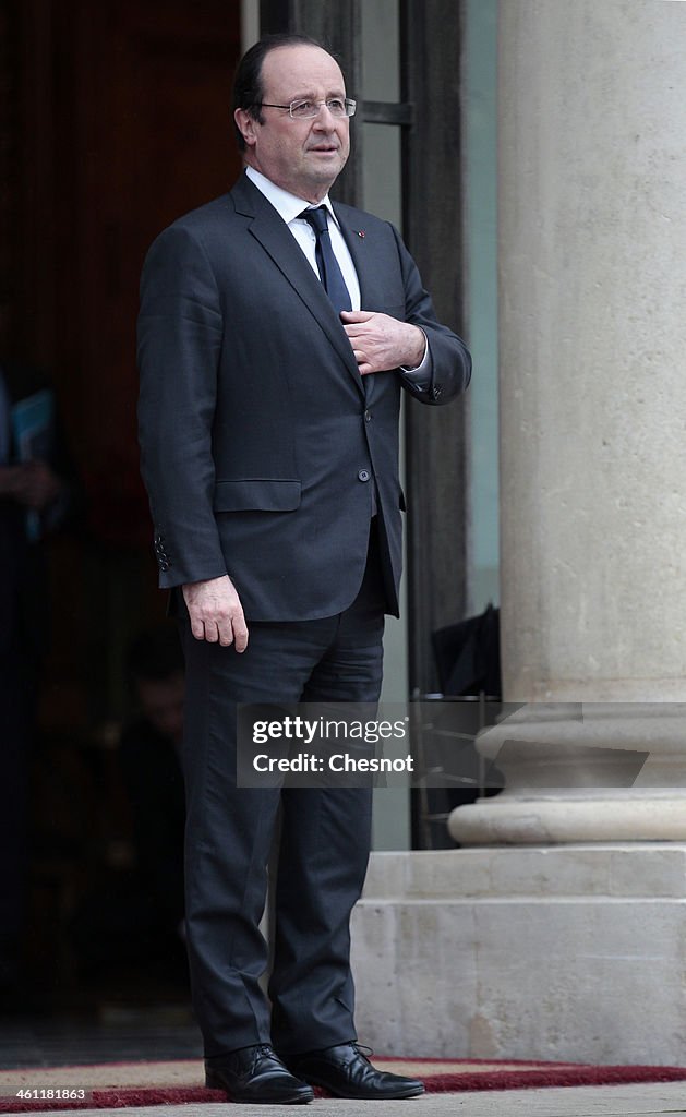 French President Francois Hollande Receives Jack Lew, U.S. Treasury Secretary At Elysee Palace