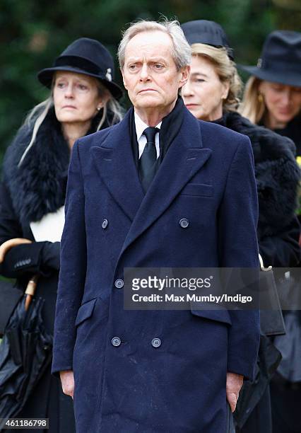 Charles Wellesley, 9th Duke of Wellington attends his father Arthur Valerian Wellesley, The 8th Duke of Wellington's funeral service at Stratfield...