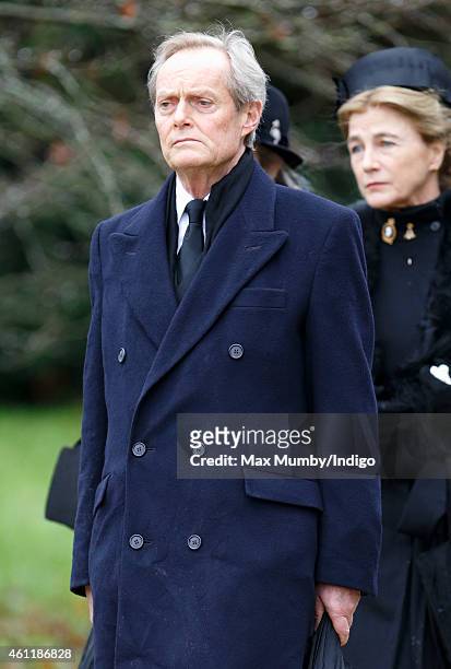 Charles Wellesley, 9th Duke of Wellington attends his father Arthur Valerian Wellesley, The 8th Duke of Wellington's funeral service at Stratfield...
