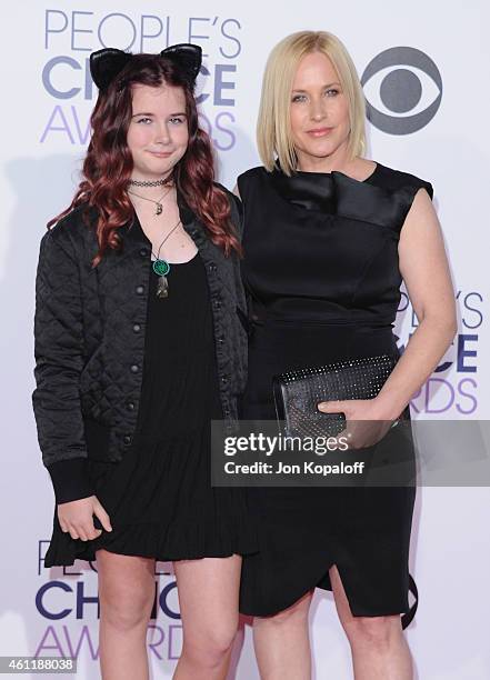 Actress Patricia Arquette and daughter Harlow Olivia Calliope Jane arrive at The 41st Annual People's Choice Awards at Nokia Theatre L.A. Live on...