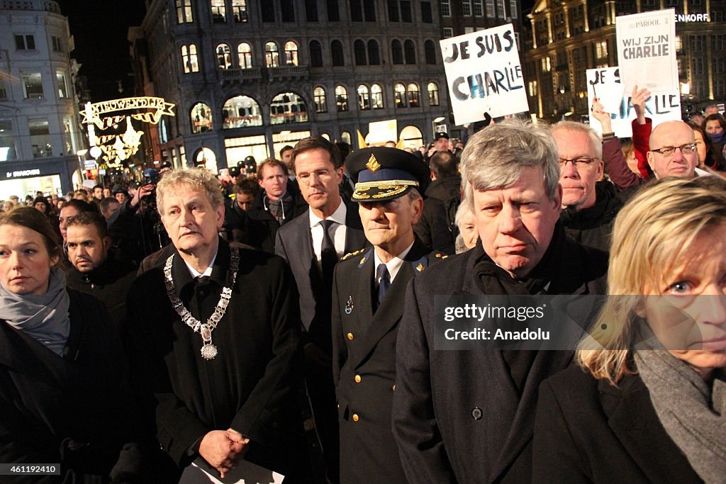 French Magazine Charlie Hebdo attack protested in Amsterdam