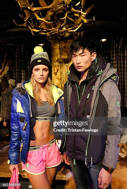 Models presenting the AW15 collection at the Superdry and British Fashion Council London Collections: Men Official Launch Event at Superdry on...