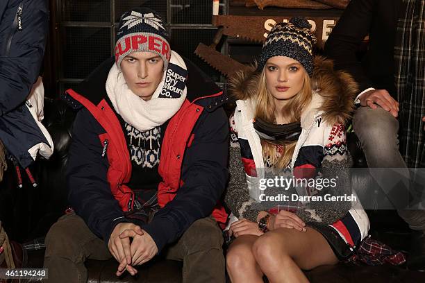 Models attends the Superdry & British Fashion Council official launch event for the London Collections: Men AW15 at Superdry on January 8, 2015 in...