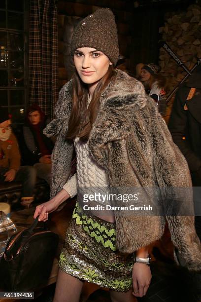 Model attends the Superdry & British Fashion Council official launch event for the London Collections: Men AW15 at Superdry on January 8, 2015 in...