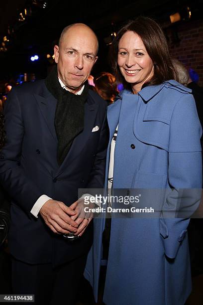 Dylan Jones and Caroline Rush attends the Superdry & British Fashion Council official launch event for the London Collections: Men AW15 at Superdry...