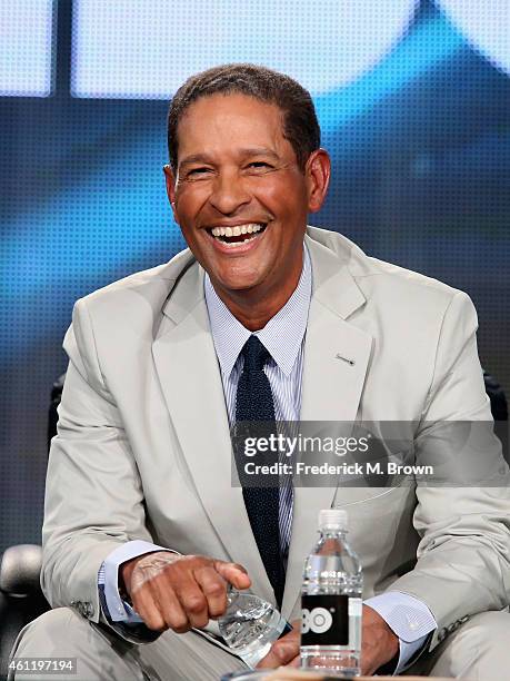 Host Bryant Gumbel speaks onstage during the 'Real Sports with Bryant Gumbel' panel at the HBO portion of the 2015 Winter Television Critics...