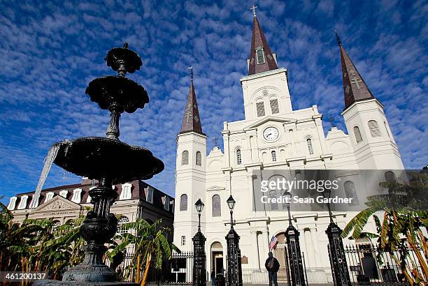 Icicles hang from a fountain in Jackson Square as temperatures in the area plummeted below freezing on January 7, 2014 in New Orleans, Louisiana....