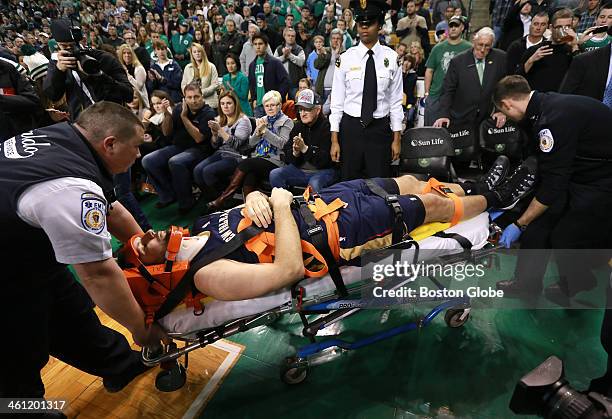 New Orleans Pelicans power forward Ryan Anderson was taken off the court on a stretcher after a collision in the fourth quarter. The Boston Celtics...