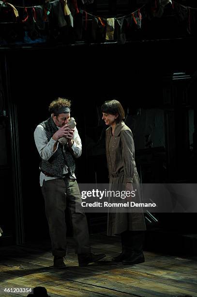 Joey Slotnick and Jeanine Seralles during the "Dying For It" Opening Night -Curtain Call at The Linda Gross Theater on January 8, 2015 in New York...