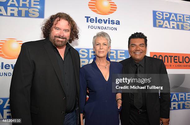 Executive Producer Sean McNamara, actress Jamie Lee Curtis and comedian George Lopez attend the premiere of Pantelion Films' "Spare Parts" at...