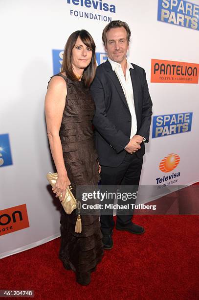 Producers Leslie Small and Ben O'Dell attend the premiere of Pantelion Films' "Spare Parts" at ArcLight Cinemas on January 8, 2015 in Hollywood,...