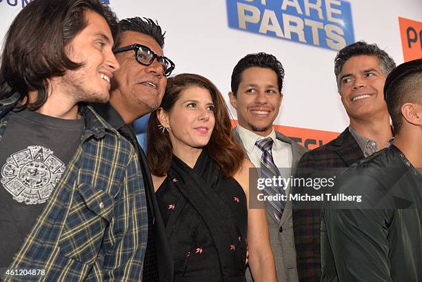 Actor Jose Julian, comedian George Lopez, and actors Marisa Tomei, David Del Rio and Esai Morales attend the premiere of Pantelion Films' "Spare...