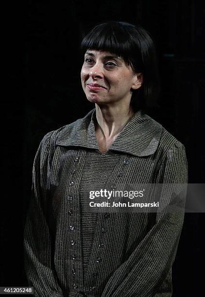 Jeanine Serralles onstage during the opening night curtain call for "Dying For It" at The Linda Gross Theater on January 8, 2015 in New York City.