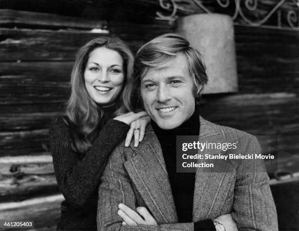 Promotional shot of actors Robert Redford and Karen Carlson as they appear in the movie 'The Candidate', 1972.
