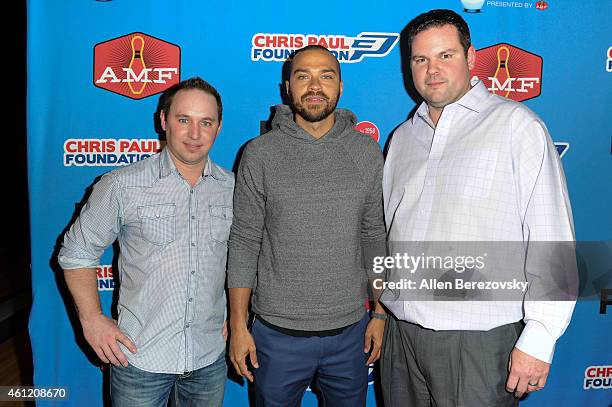 Professional bowler Ronnie Russell, actor Jesse Williams and bowler Wes Malott attend the 6th Annual CP3 PBA Celebrity Invitational presented by AMF...